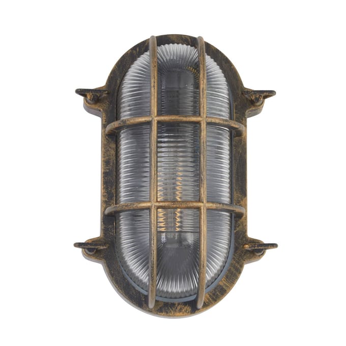 Searchlight Scheepslamp Porto ovaal, zwart-goud