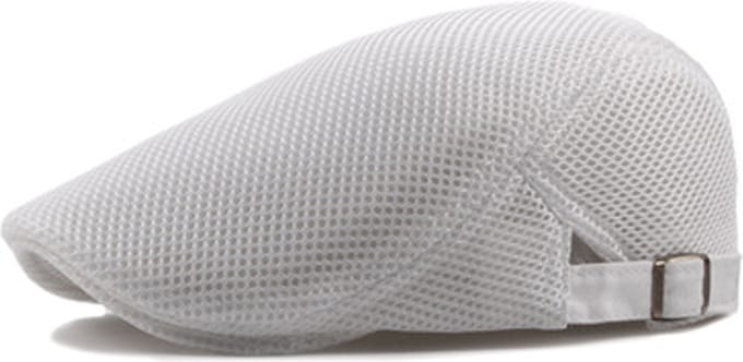 Flatcap Mesh – Ultralicht – Lucht doorlatend - Verstelbaar met Gespsluiting - Wit – Onesize