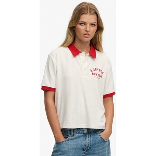 Superdry Heritage Terry Polo Crème Grootte: 34