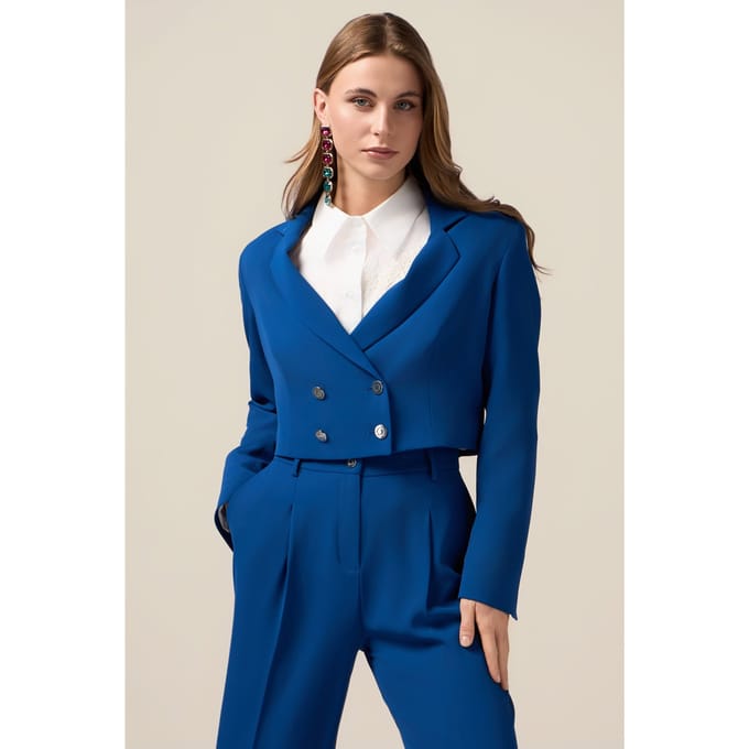Oltre Double-breasted Cropped Blazer Bright Blue Taglia: 44 | Blazers Outlet | Donna | Blu