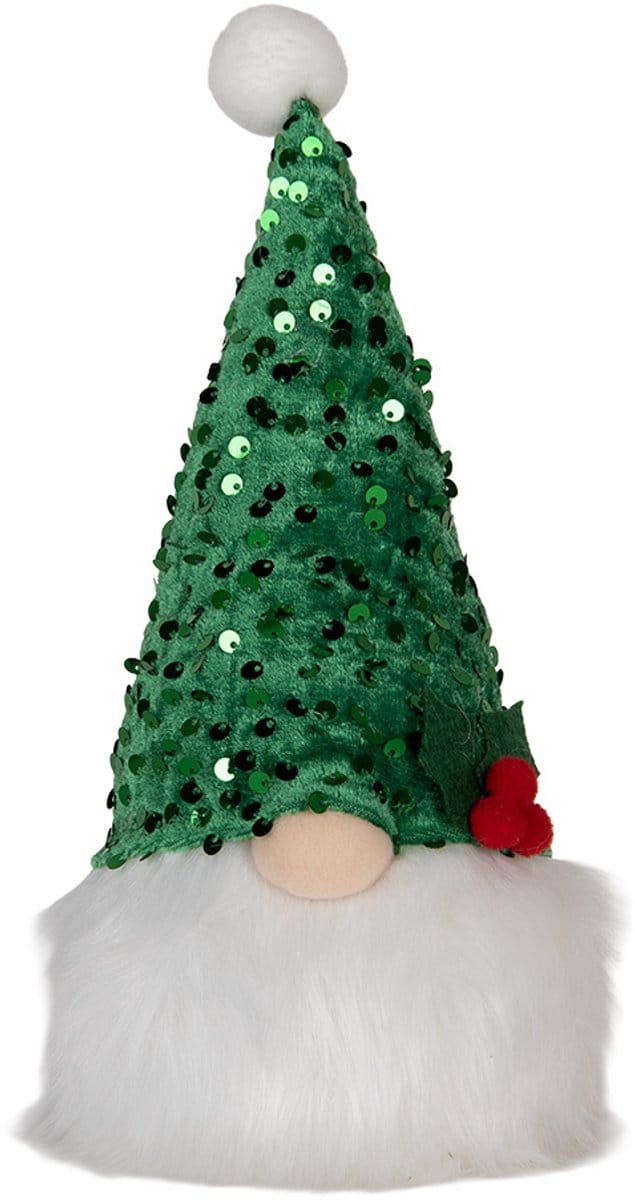 Clayre & Eef Kerstdecoratie met LED-verlichting Kabouter 10x10x25 cm Groen Synthetisch