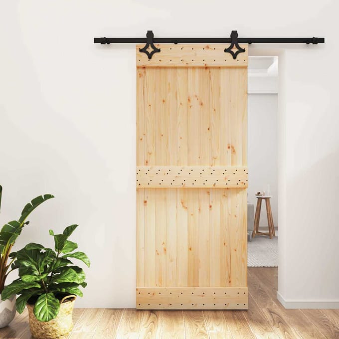 vidaXL - Schuifdeur - 90 - x - 210 - cm - Massief - Pine - Hout - (Onbehandeld)