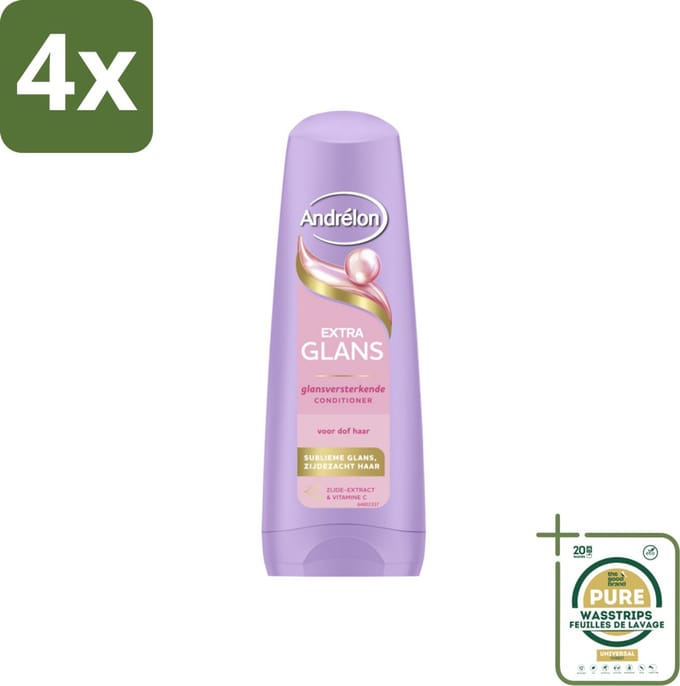 Andrélon – Conditioner – Extra Glans – 200 ml - Voordeelverpakking - 4 stuks - Zijde-extract - Vitamine C
