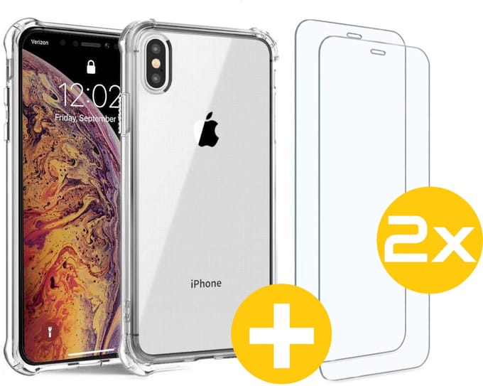 Hoesje en Screenprotector Combi Geschikt Voor iPhone X/XS/10 - Anti Shock Hoesje + 2x Screenprotector
