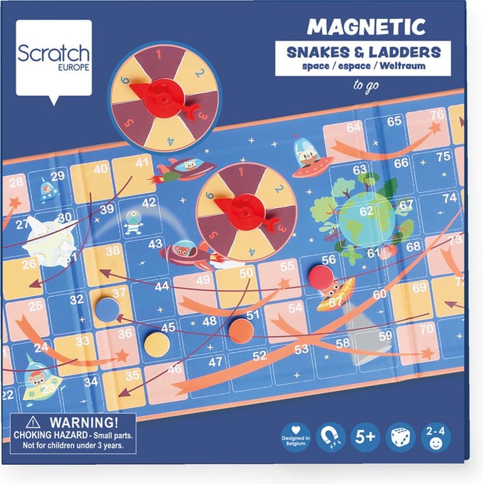 SCRATCH Magnetisch Bordspel To Go - Slangen En Ladders - Ruimte - 58X18,5X0,5Cm - 5 Jaar