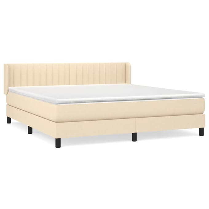 vidaXL - Boxspring - met - matras - stof - crèmekleurig - 160x200 - cm