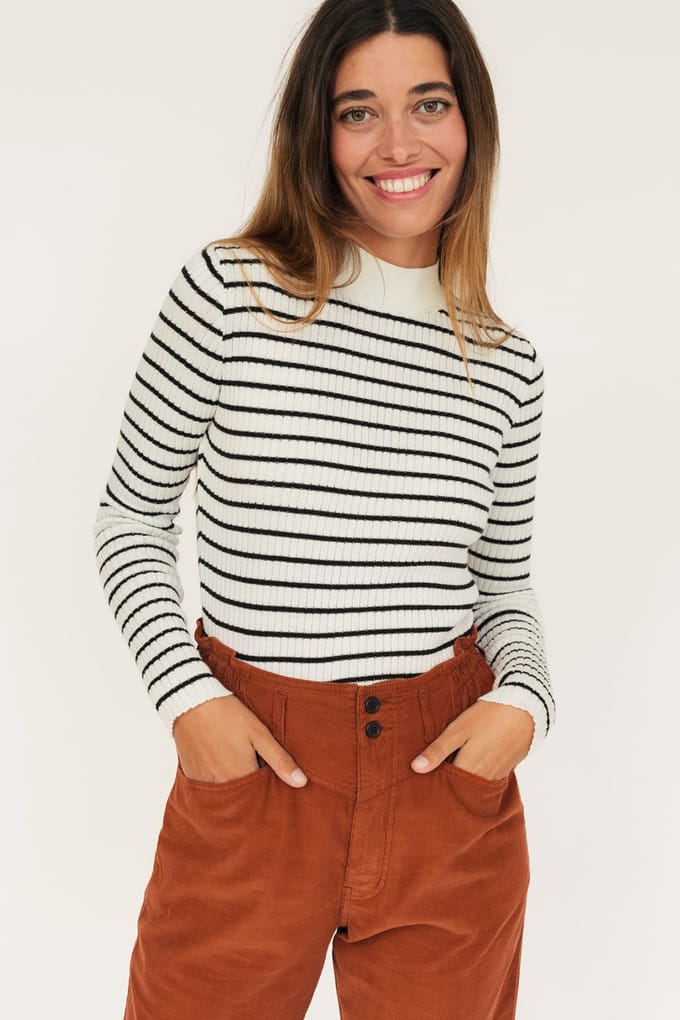 TWOTHIRDS Sinho Knit Black/ecru Größe: M | Longsleeves Outlet | Damen | Schwarz