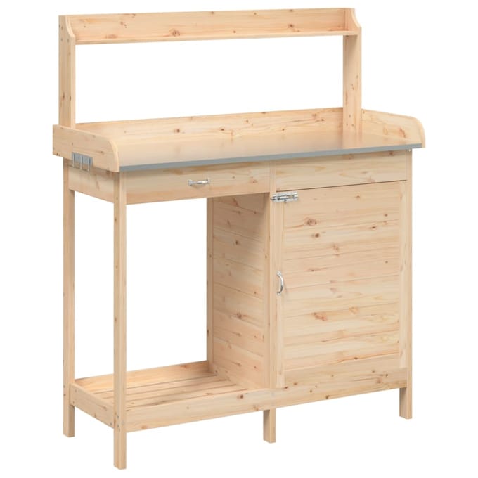 vidaXL - Oppottafel - met - kast - 110,5x45x124,5 - cm - massief - vurenhout