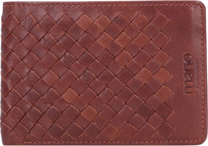 mano Leren Portemonnee Don Luca Coin Wallet with Flap Cognac Bruine