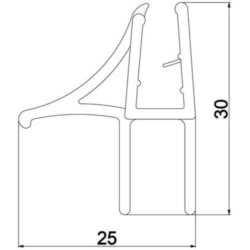 DUSCHOLUX lower sealing strip straight, 95 cm 250305.01.000.0950