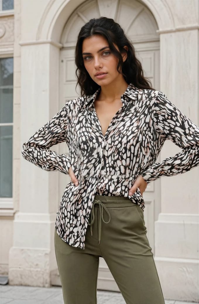 MI PIACE - Travel Blouse Abstracte Print MP60840 Deep Depth Kit - Maat : XS