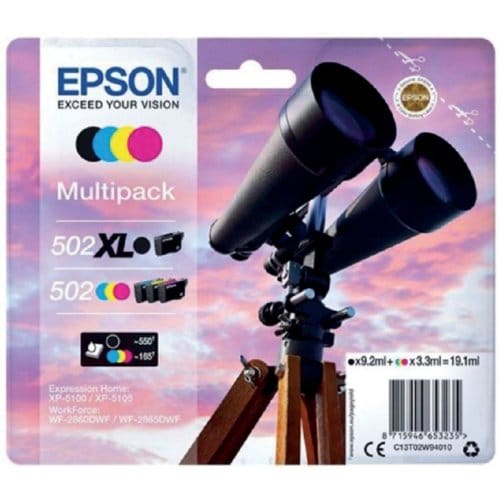 Epson 502/502XL Multipack - 4 pakker - sort gul Cyaan Magenta - Original - blækpatron