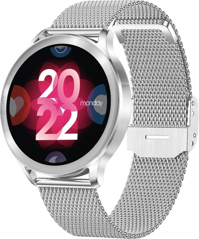 Xssive Smartwatch Dames & Heren - Smartwatch Geschikt voor Android & Apple - AMOLED Display - Bluetooth 5.3 - Hartslagmeter, Bloedzuurstofmeter & Slaaptracker - Inclusief 2 Bandjes (Milanese & Siliconen)