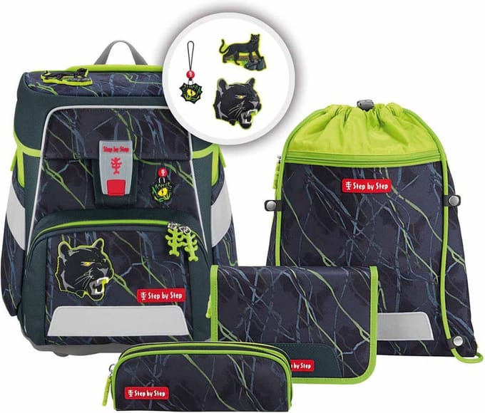 Step by Step Schooltas Space Schulranzen-Set 5-delig Danger Cat Chiko Donkergrijs