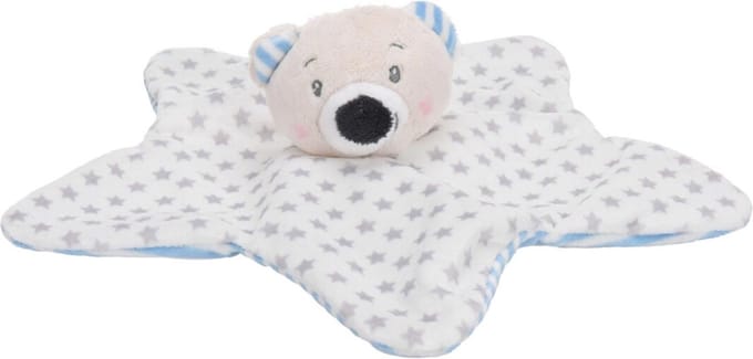 Eco pluche knuffeldoekje ster beer roze duurzaam baby speelgoed.
