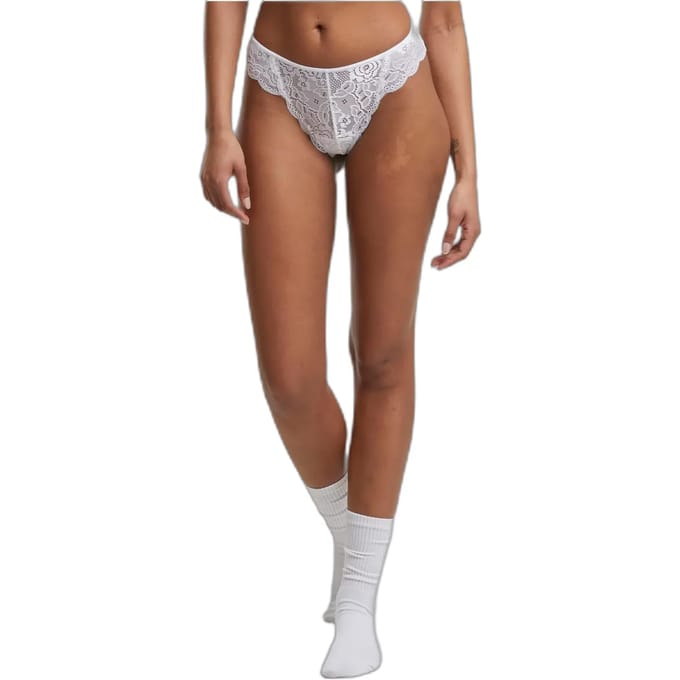 Urban Classics - Allover Lace Tanga 2-Pack String - S - Wit/Wit
