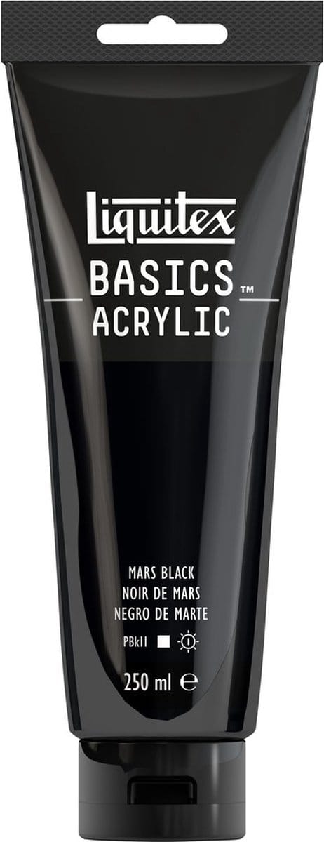 Liquitex 88700222 Basics Acrylverf Mars Black – 250 ml | Kunstenaars Acrylverf | Middelmatige Viscositeit | Lichtechte Kleur voor Schilderen & Canvas
