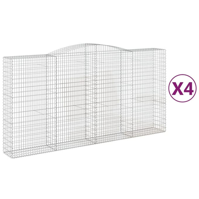 vidaXL - Schanskorven - 4 - st - gewelfd - 400x50x200/220 - cm - ijzer