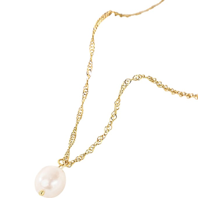 Parel ketting Twisted | Stainless Steel Goud