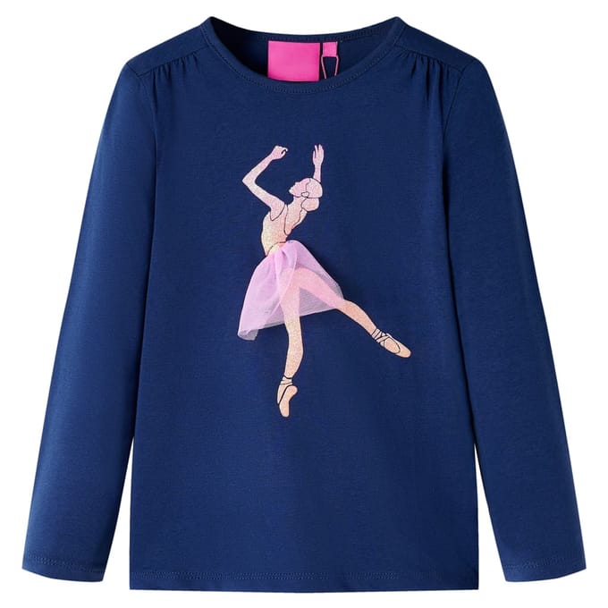 vidaXL - Kindershirt - met - lange - mouwen - 92 - marineblauw