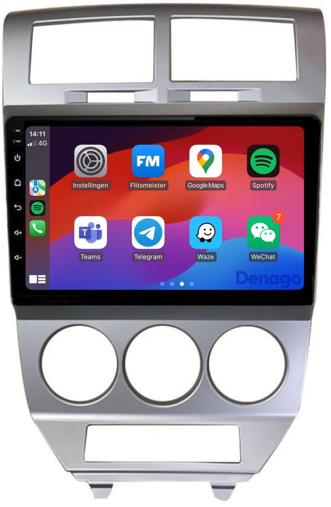 CarPlay autoradio geschikt voor Dodge Caliber | 2006 t/m 2010 | Android 16 | Draadloos Apple CarPlay & Android Auto | 9 inch scherm | 2GB + 32GB | QuadCore processor | Denago DNG-A323 | 2025 model | 2006 2007 2008 2009 2010 | Bluetooth & Wifi