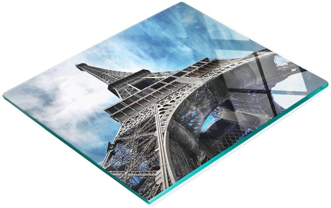 Keukenplank van gehard glas met afbeelding van de Eiffeltoren in Parijs, 60x52 cm