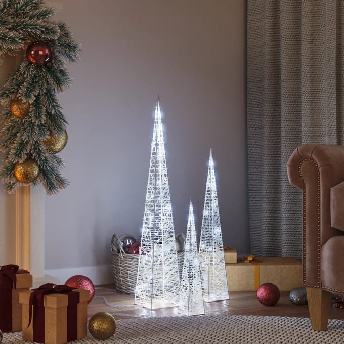 vidaXL - Lichtkegelset - decoratief - LED - 30/45/60 - cm - acryl - koudwit
