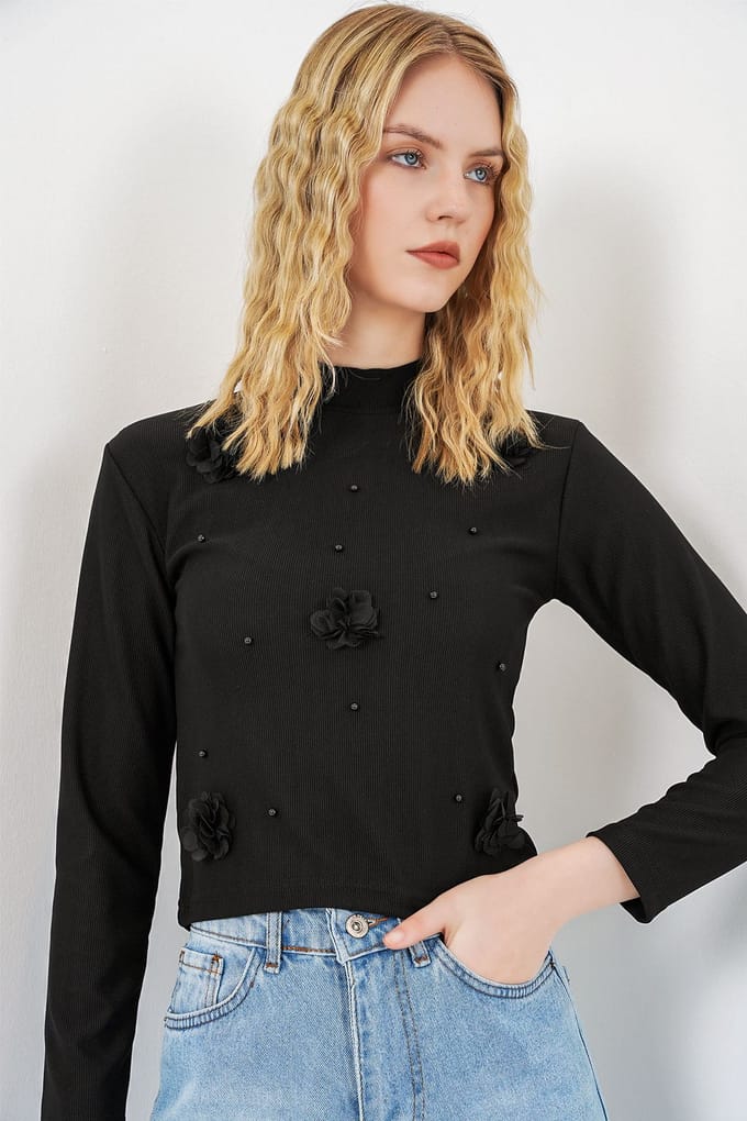 3D Bloemenprint Langemouwen Blouse