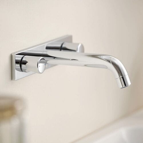 Geberit ONE washbasin mixer round design, wall-mounted two-handle mixer 116.460.21.1