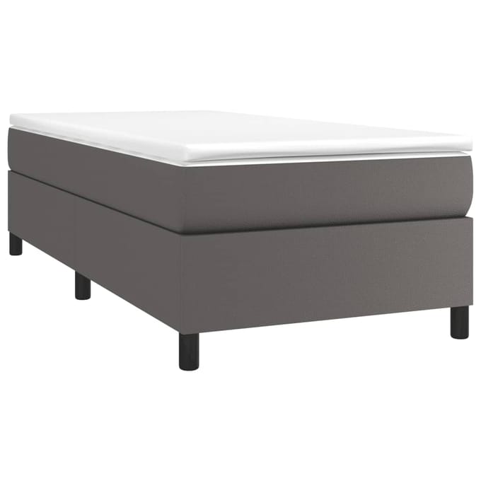 vidaXL - Boxspring - bed - kunstleer - grijs - 80x200 - cm