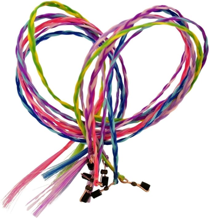 6 x Funny Vlechtjes multicolor