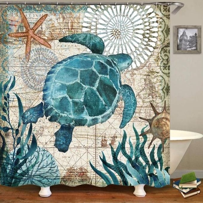 ATTREZZO® Douchegordijn Schildpad - 150x180 cm