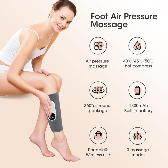 Appareil de massage des mollets à pression d'air, 3 Modes, Relaxation musculaire des jambes, 1 pièces 1pcs gray
