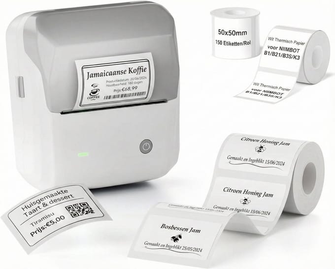Niimbot B31 - Labelprinter - Labelmaker - Bluetooth - Print Breedte 20-75mm - Grijs