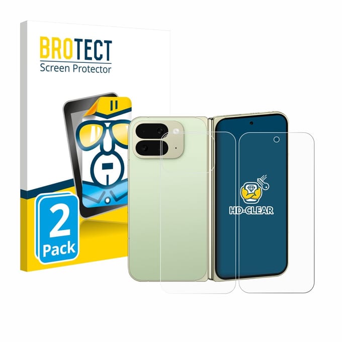 BROTECT - Screenprotector voor Google Pixel 10 Pro Fold (Voor+Achter) - Folie Beschermfolie transparant 2 Stuks