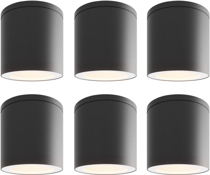 Ledvion - 6X LED Opbouwspot, Dimbaar, 3W, 2700K, IP54, Zwart