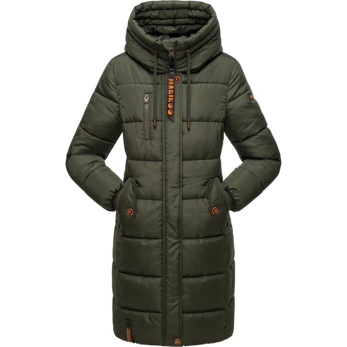 Marikoo dames winterjas – Lange gewatteerde jas met capuchon & zakken