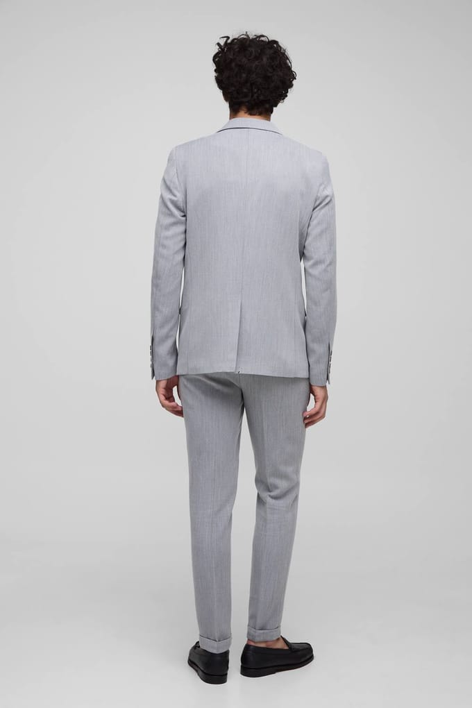 Slim Fit Herringbone Suit Blazer | Black | Size Medium