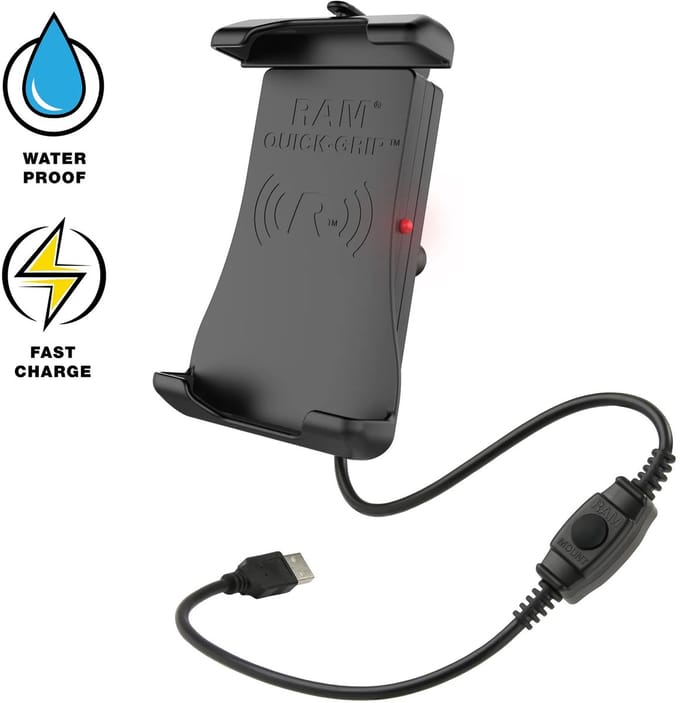RAM Mounts - Quick-Grip 15W Waterproof Wireless Charging Holder with Ball