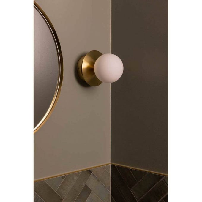 Globen Lighting Art Deco Wandlamp/ Plafondlamp Geborsteld Messing