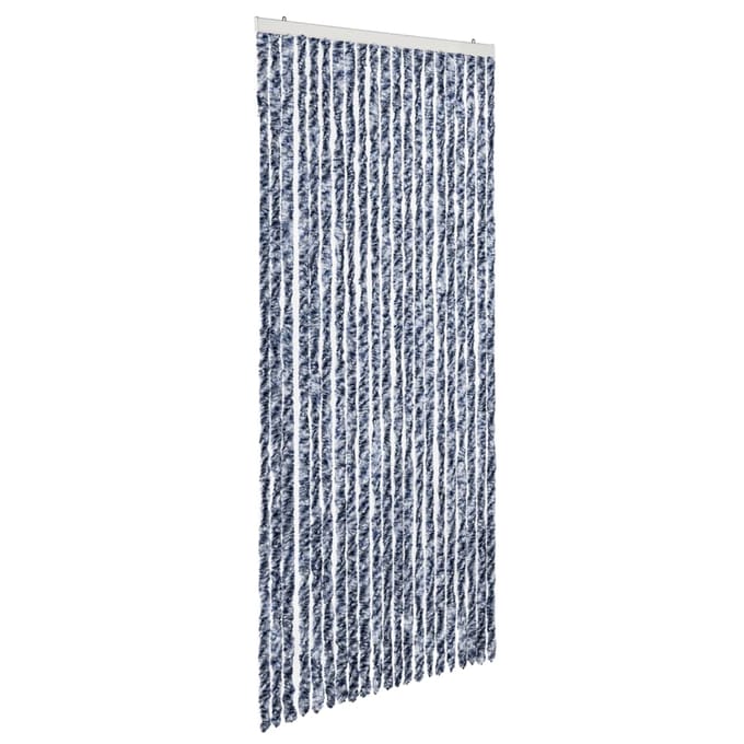 vidaXL - Vliegengordijn - 90x200 - cm - chenille - blauw - en - wit
