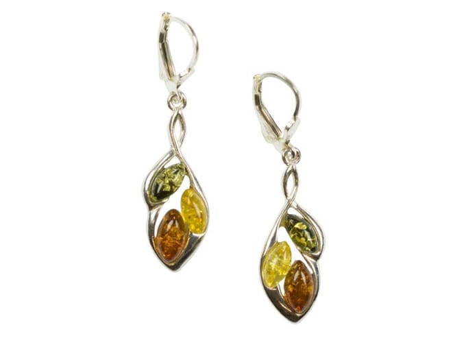 Zilveren oorbellen met sluiting Amber / Barnsteen 925 zilver