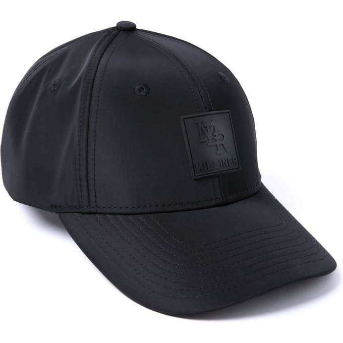 Milliner 6 Panel Nylon Rubber Badge Black Cap