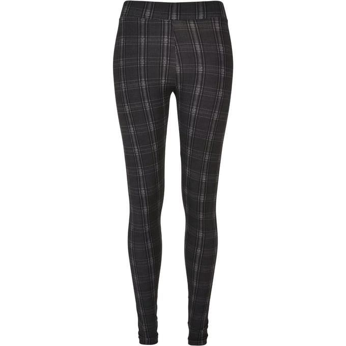 Urban Classics - Soft AOP blackcheck Legging - S - Zwart