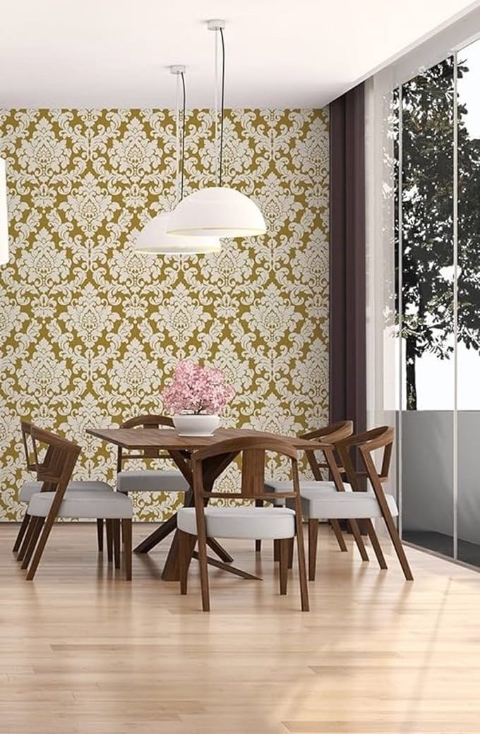 GOUD WIT BAROK BEHANG 3D VOELBAAR DIKKE PRINT