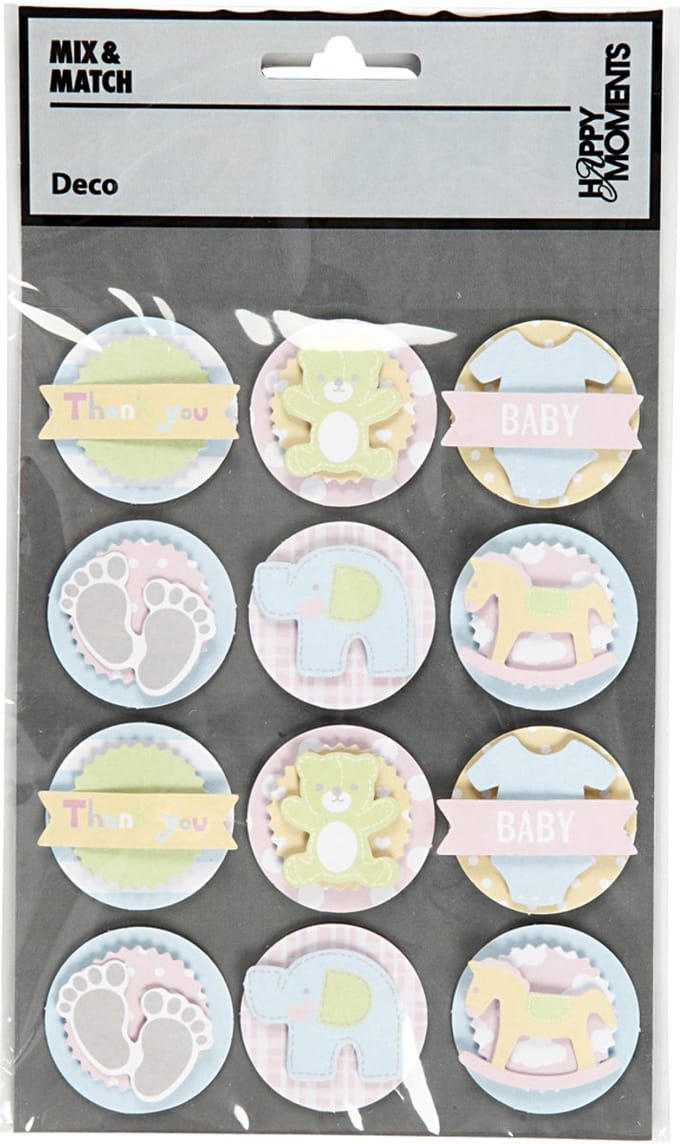 3D Baby Stickers, baby, d 35 mm, dikte 5 mm, 1 vel