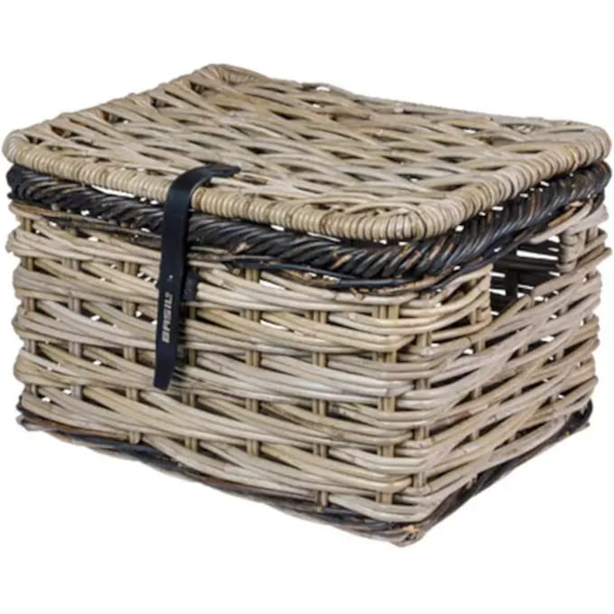 Fietsmand Basil Dijon L met deksel 36 x 49 x 30 cm - grijs/zwart