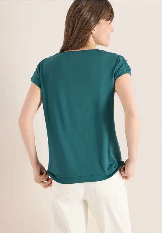 Shirt met korte mouwen en rimpels