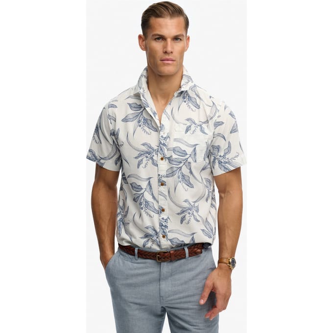 Superdry Vintage Loom Overhemd Met Korte Mouwen Wit 2XL Man