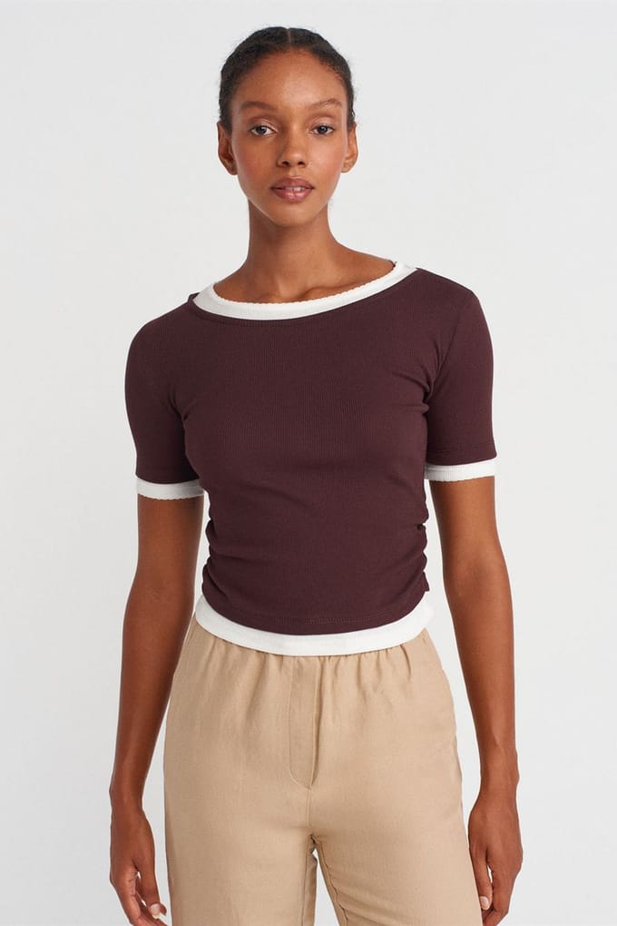 Dames Crop Slim-Fit Crew Neck T-Shirt